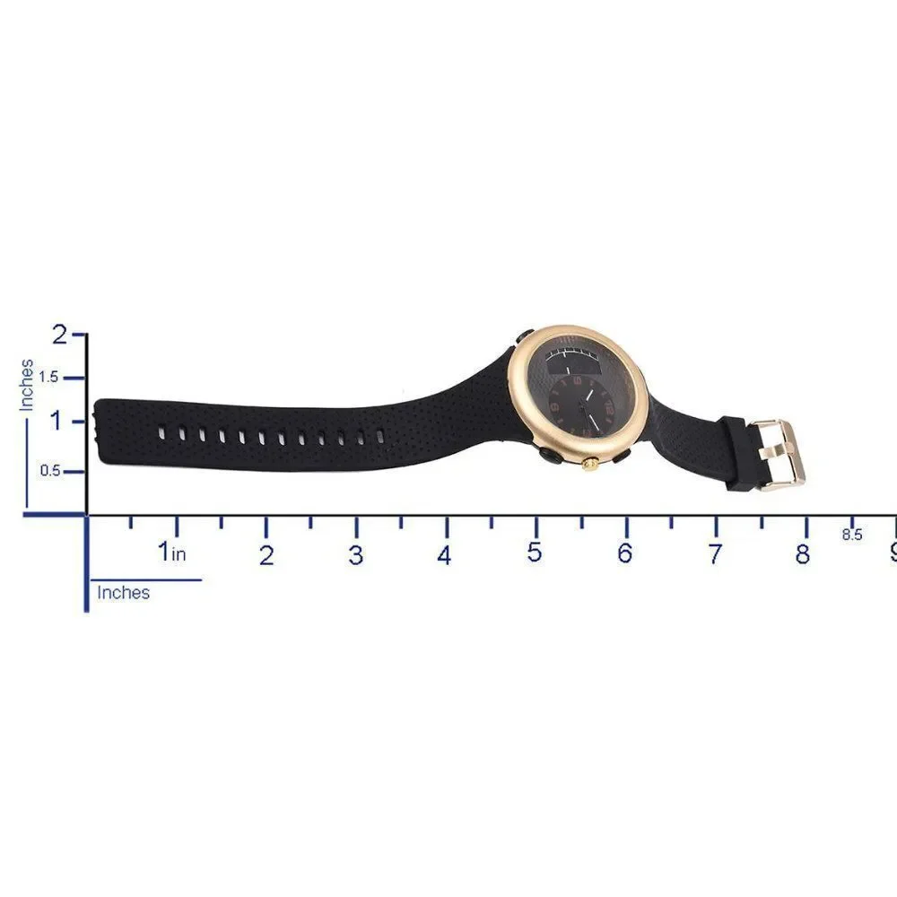 STRADA Watch with Black Silicone Band